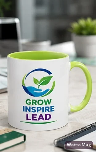 Grow Inspire Lead custom business mug — light green