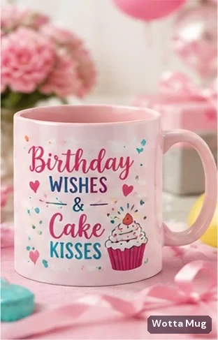 Birthday Wishes custom mug — pink