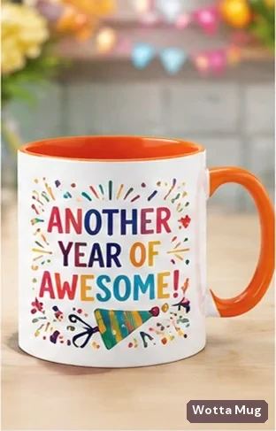Year of Awesome birthday mug — orange