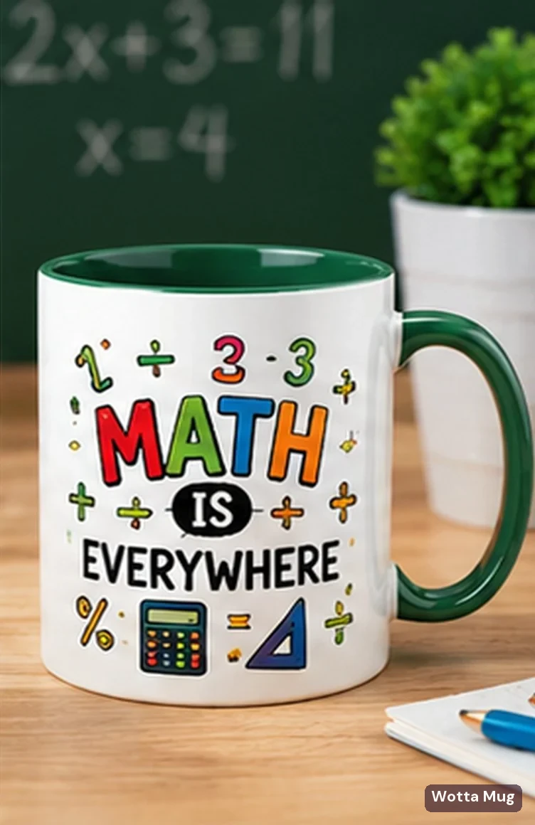 Maths is Everywhere custom school mug — dark green