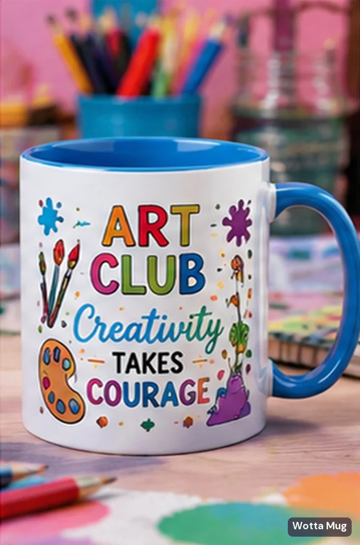 Art Club custom school mug — blue